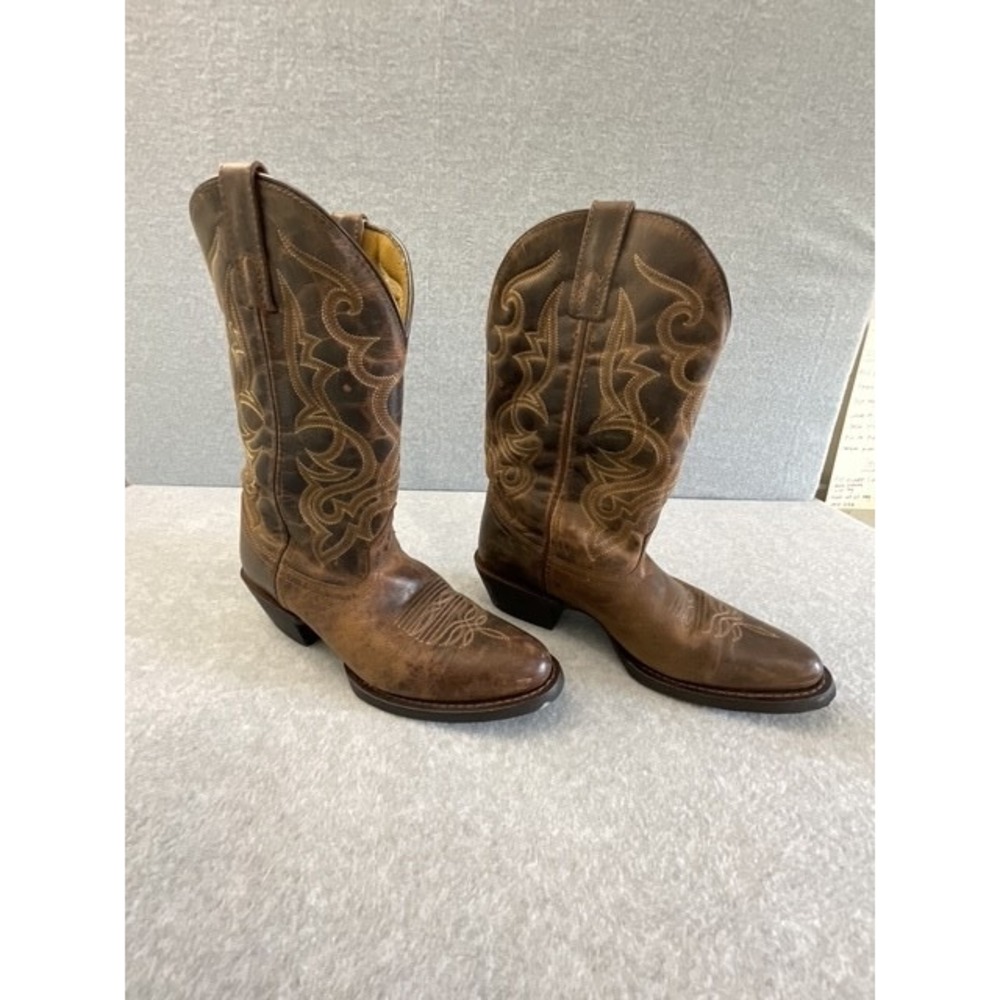 Laredo Women's Size 8.5 M Brown Leather Western Cowboy Boots 51112 Embroidered